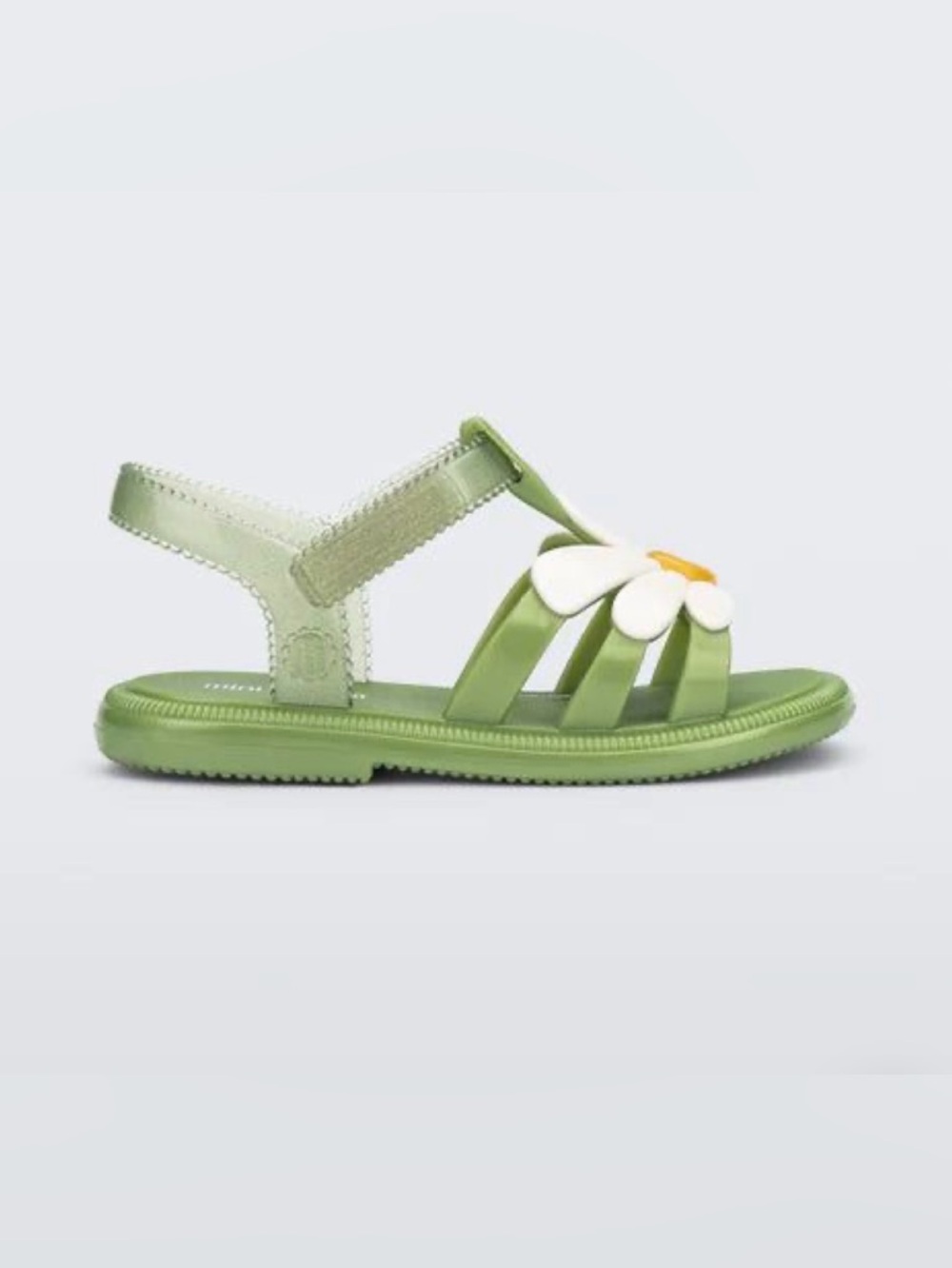 Mini Melissa Green Daisy Jelly Sandals with White Petals - Picture 3 of 4